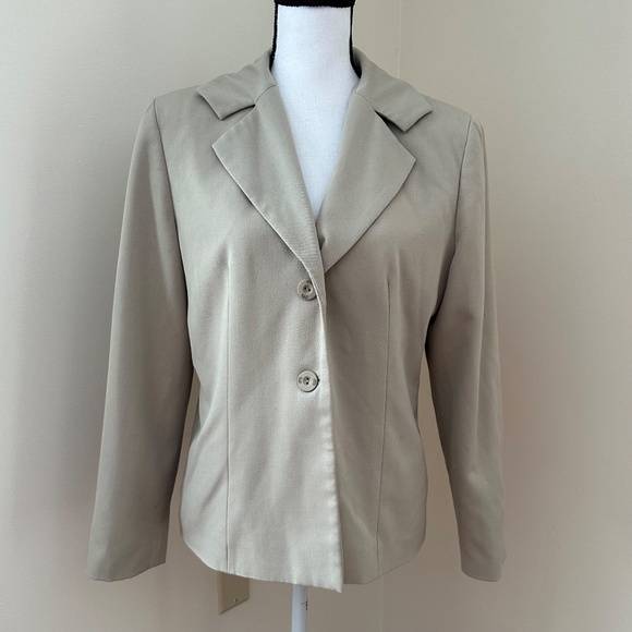 **DRESS BARN* Tan Button Down Blazer Suit Jacket Size 14 - Picture 1 of 8